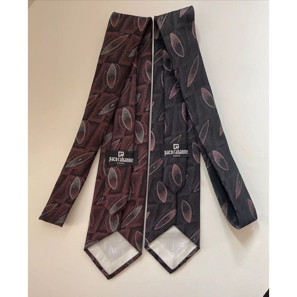 Vintage Paco Rabanne Paris Tie Aqua Blue Woven Silk Necktie Men's Suit Acc